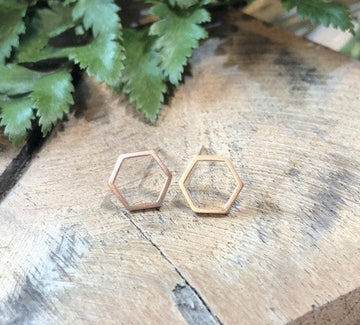 Hexagon Rose Gold Earrings