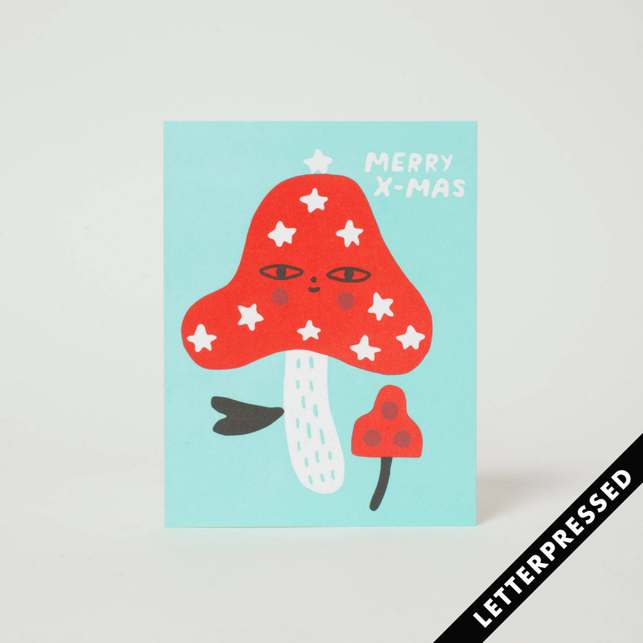 Merry Christmas Mushroom Letterpress Card