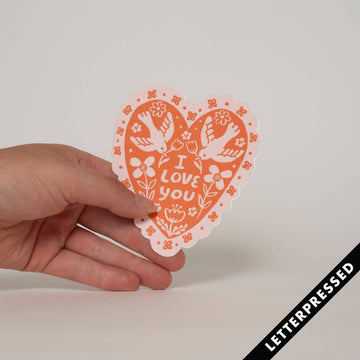 Love Birds Heart Letterpress Card