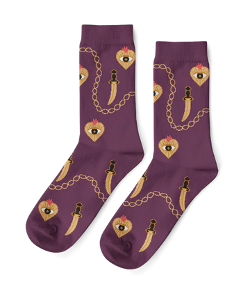 S Heart & Dagger Adult Crew Socks