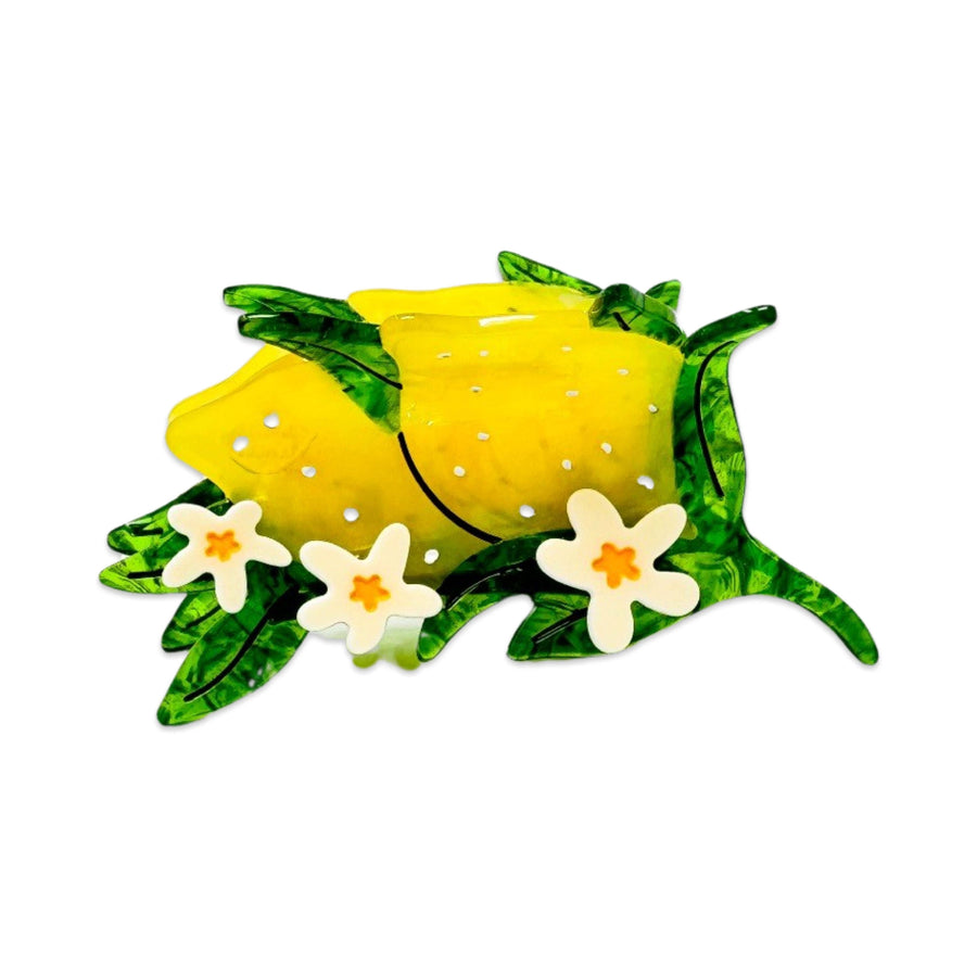 Large Lemon and Flowers Hair Claw Clip by Jenny Lemons