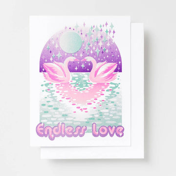 Endless Love Swans Love & Anniversary Risograph Card