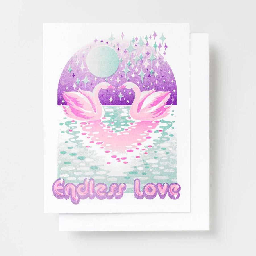 Endless Love Swans Love & Anniversary Risograph Card