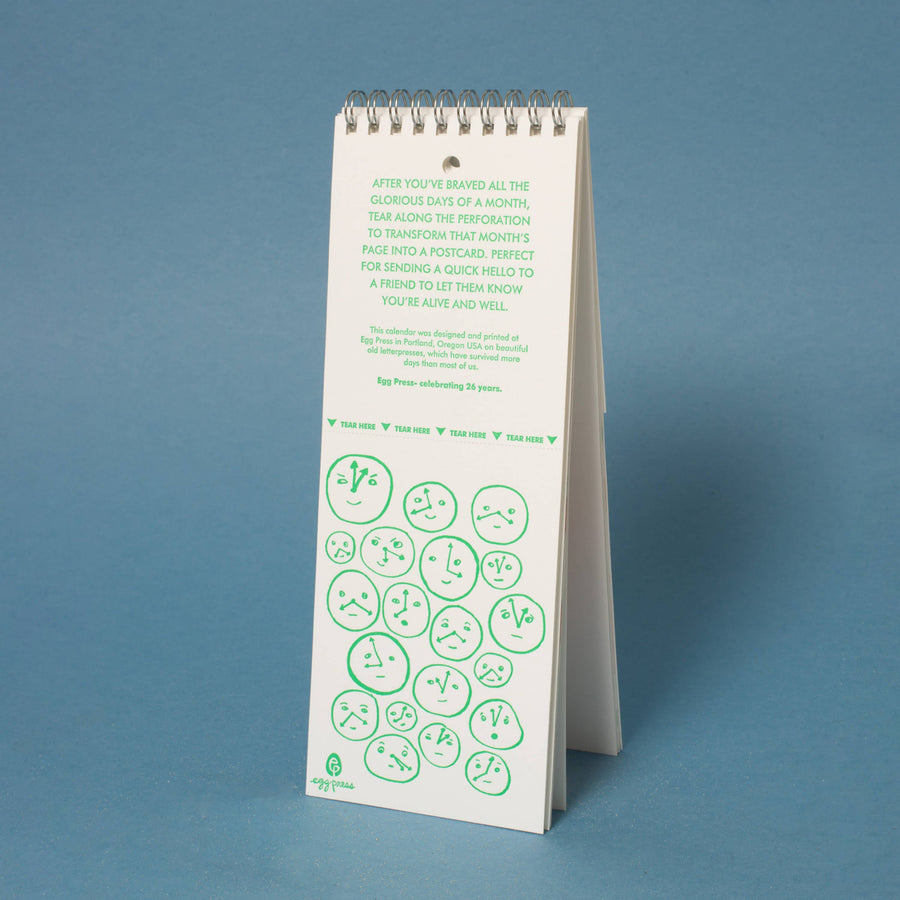 2026 Egg Press Letterpress Postcard Wall Calendar