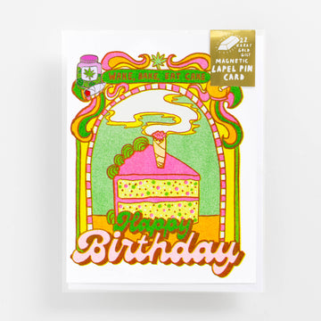Wake, Bake, Eat Cake Birthday Lapel Pin Card