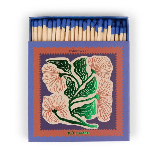 Floral Cabana Boxed Matches Set Of 100 Matches With Cobalt Tips by Paddywax