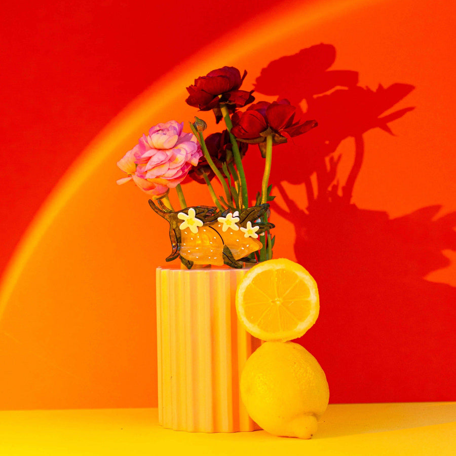 Large Lemon and Flowers Hair Claw Clip by Jenny Lemons