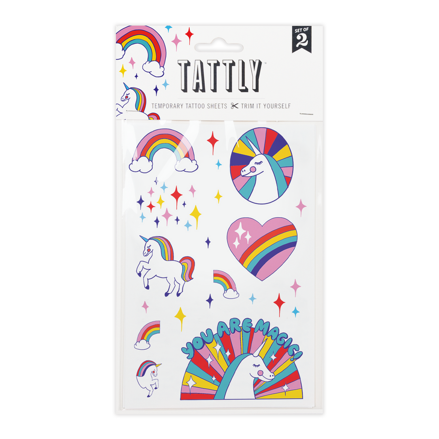Rainbow Unicorns Tattoo Sheet by Yellow Owl Workshop