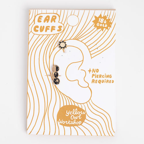 Sun & Moon Phases 18k Gold Ear Cuffs
