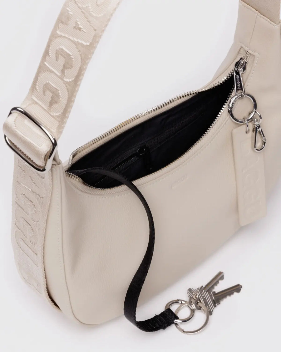 Small Recycled Leather Crescent Bag