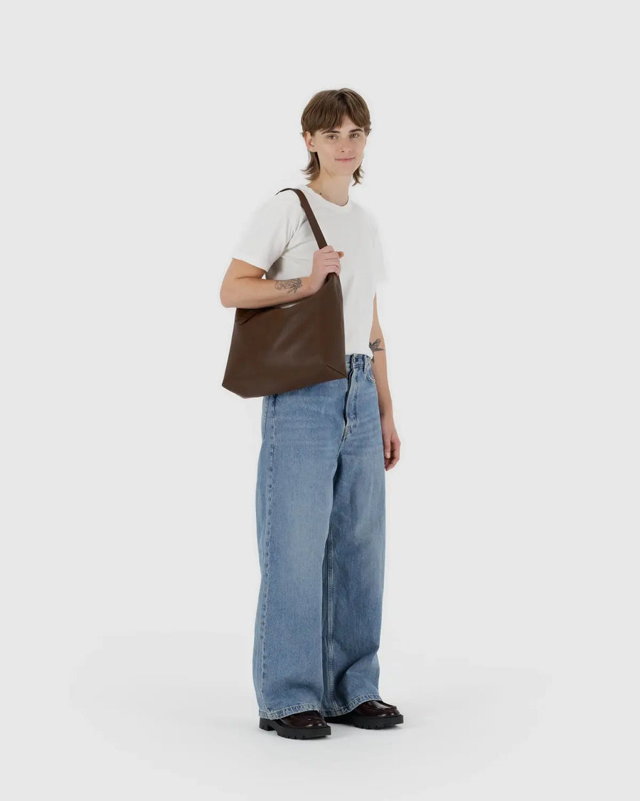 baggu backpack leather New BAGGU Recycled Leather Shoulder Bag – Ruby Press Mercantile