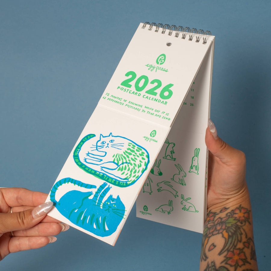 2026 Egg Press Letterpress Postcard Wall Calendar