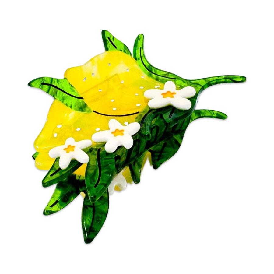 Large Lemon and Flowers Hair Claw Clip by Jenny Lemons