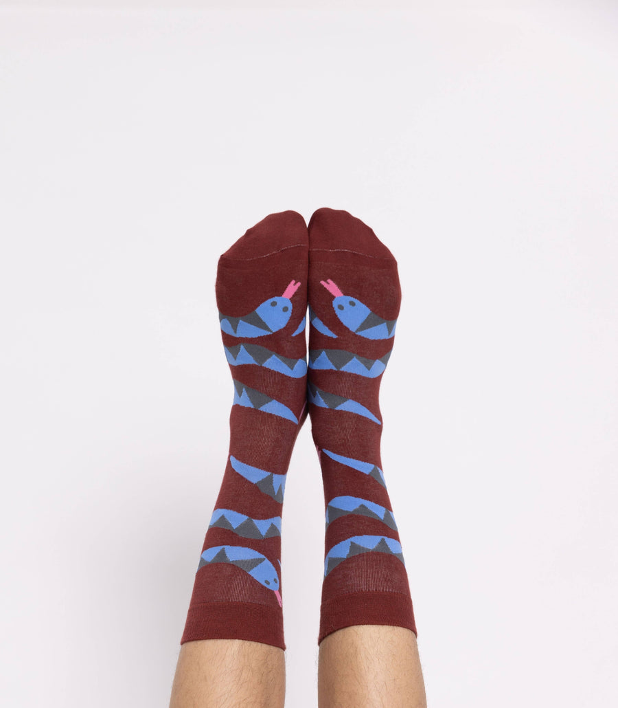 L Snakes Adult Crew Socks