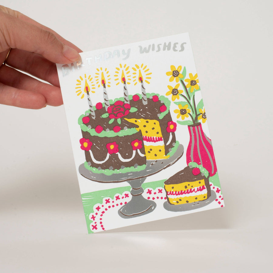 Birthday Cake Wishes Letterpress Card