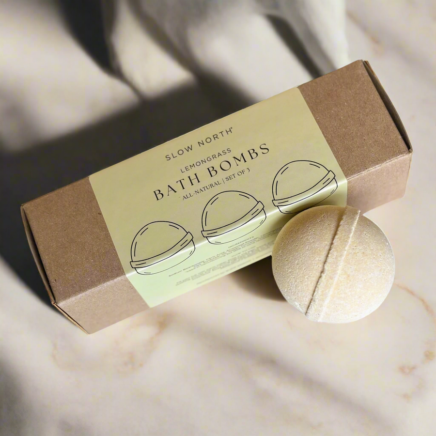 Lemongrass Natural Bath Bomb Set of 3 by Slow North