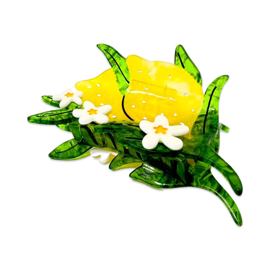 Large Lemon and Flowers Hair Claw Clip by Jenny Lemons