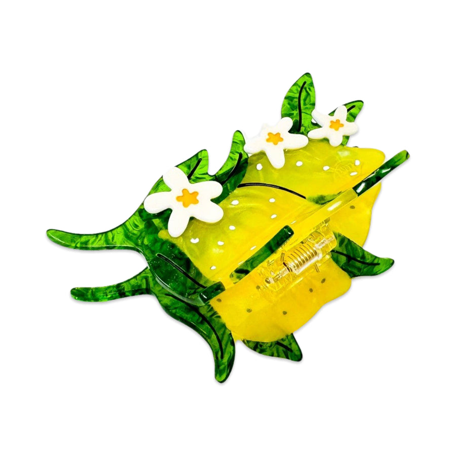 Large Lemon and Flowers Hair Claw Clip by Jenny Lemons