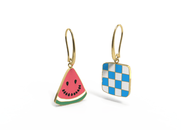 Watermelon Picnic 18k Gold Gilt Drop Earrings