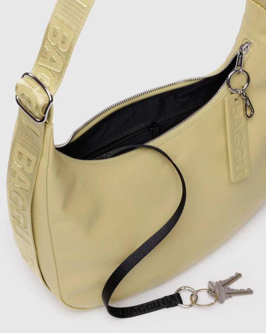 Medium Recycled Leather Crescent Bag