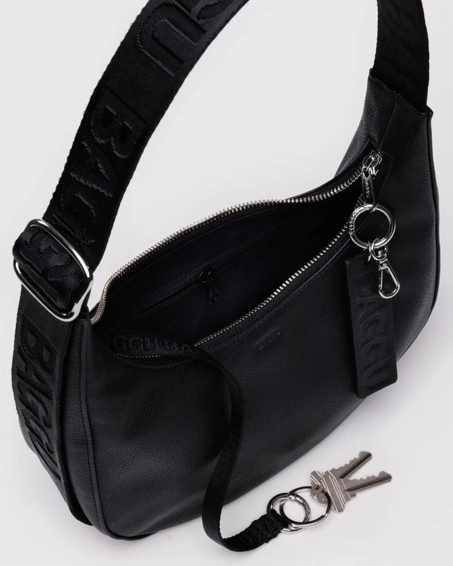 Small Recycled Leather Crescent Bag