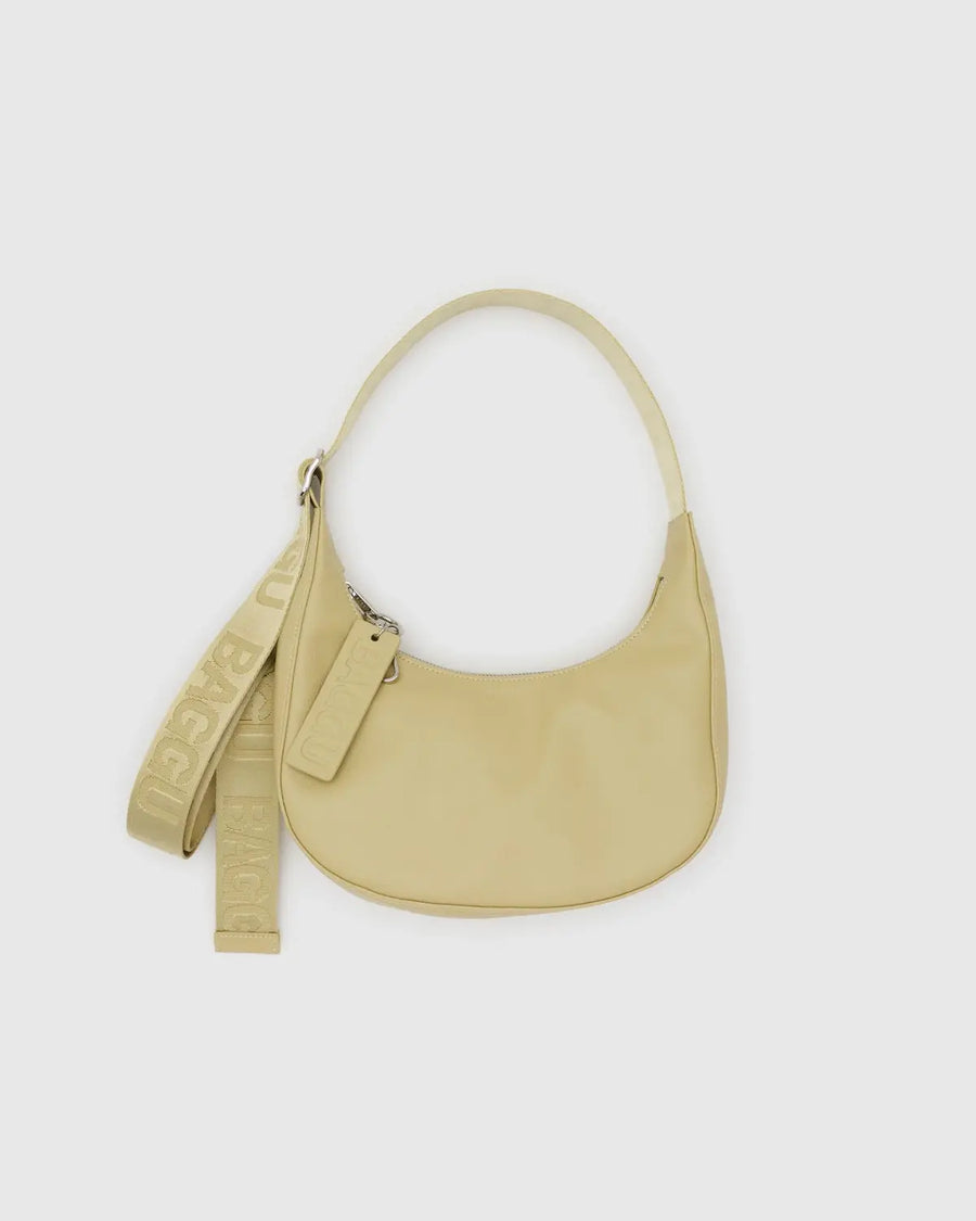 Small Recycled Leather Crescent Bag