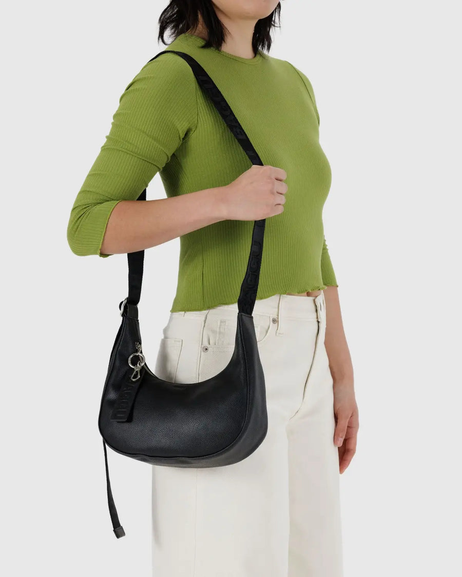 Small Recycled Leather Crescent Bag