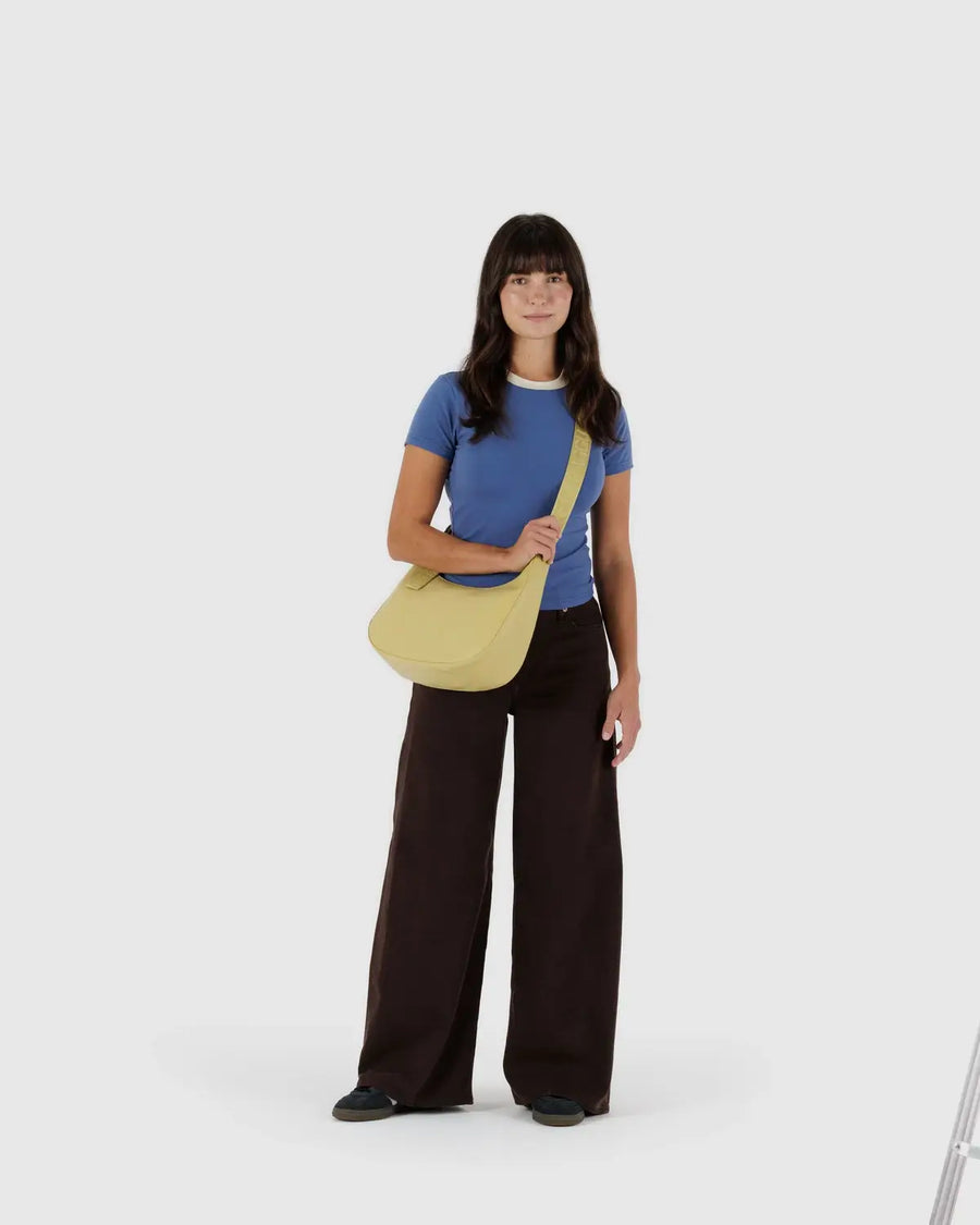 Medium Recycled Leather Crescent Bag