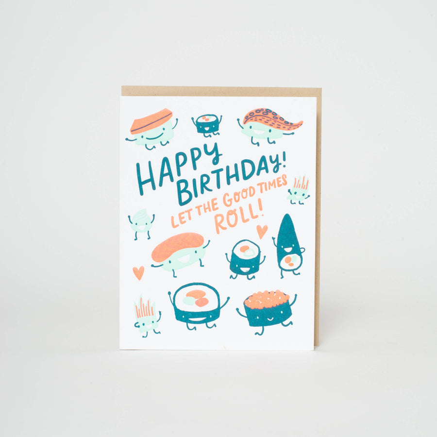 Sushi Roll Letterpress Birthday Card