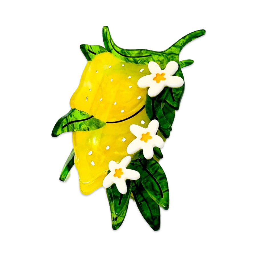 Large Lemon and Flowers Hair Claw Clip by Jenny Lemons