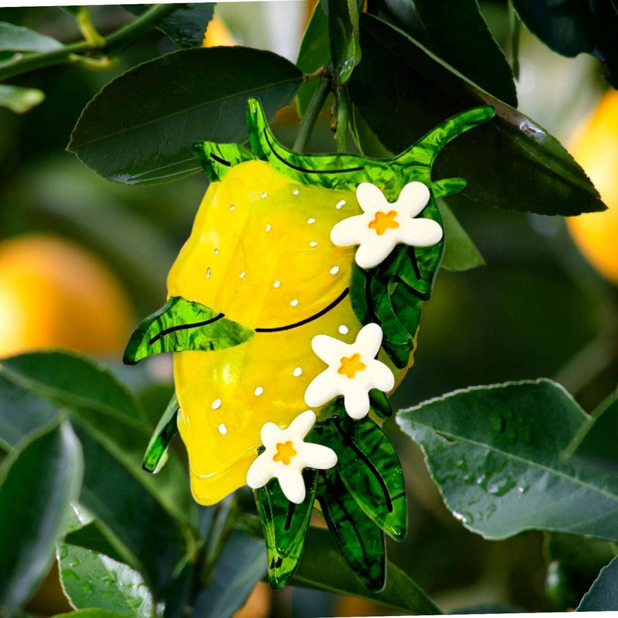 Large Lemon and Flowers Hair Claw Clip by Jenny Lemons