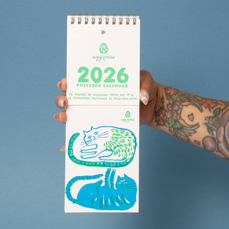 2026 Egg Press Letterpress Postcard Wall Calendar