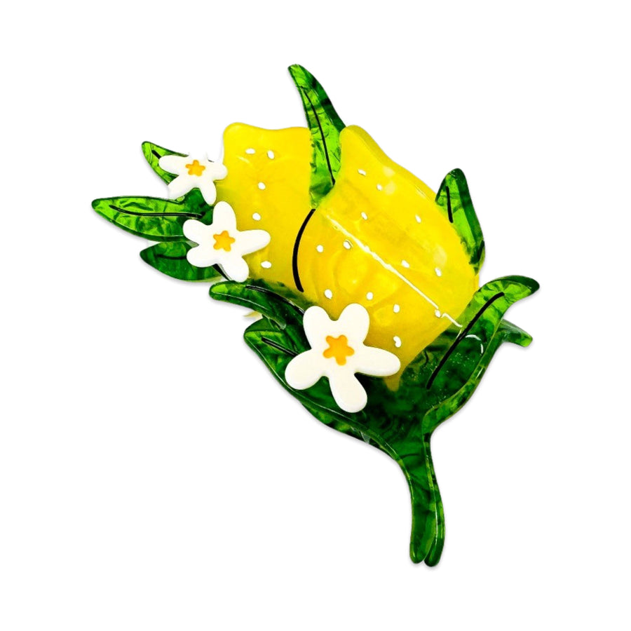 Large Lemon and Flowers Hair Claw Clip by Jenny Lemons