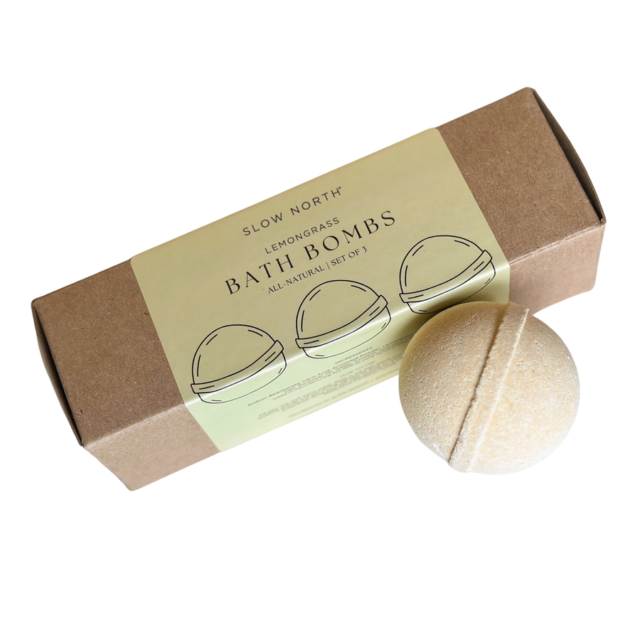 Lemongrass Natural Bath Bomb Set of 3 by Slow North