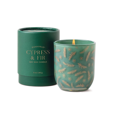 Green Opaque Glass with Copper Cypress & Fir 5 oz Candle in Green Tube