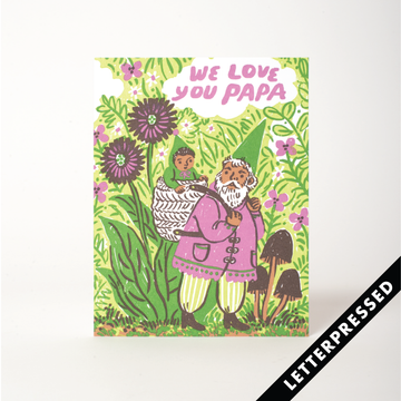 Love You Papa Gnome Father's Day Letterpress Card