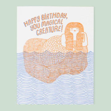 Mermaid Birthday Letterpress Card by The Good Twin