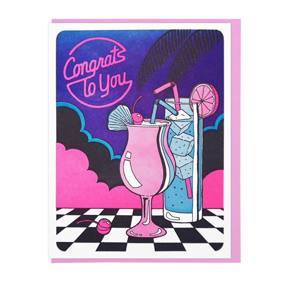 Congrats To You Cocktails Letterpress Card