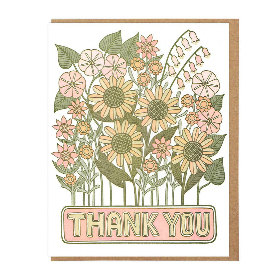 Thank You Flowers Letterpress Card