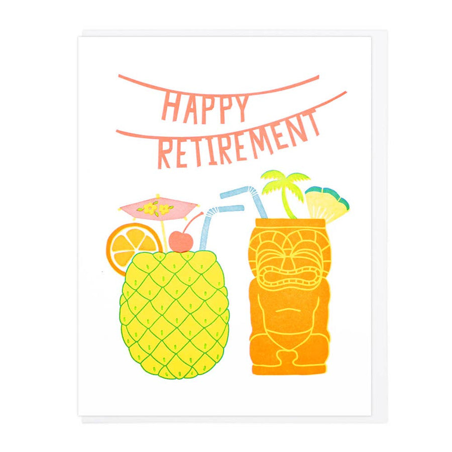 Happy Retirement Cocktails Letterpress Card