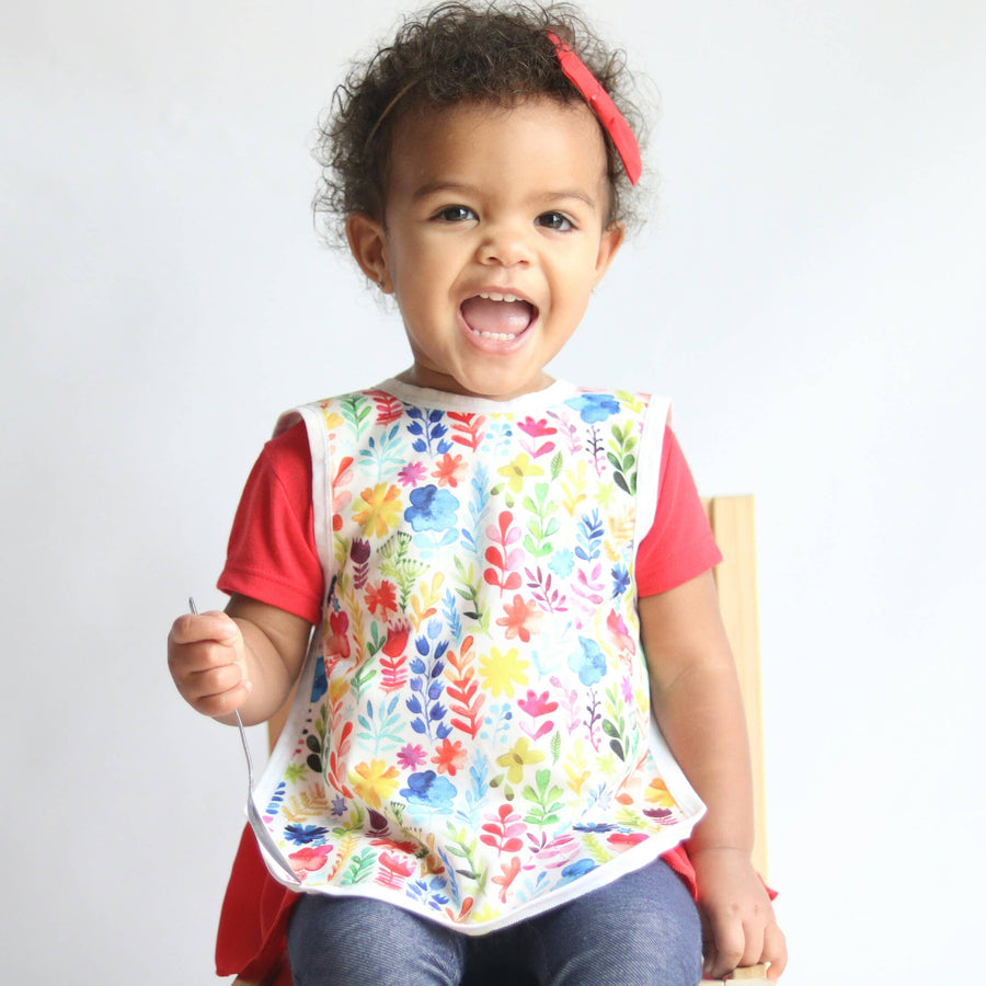 Rainbow Watercolor Floral Toddler Bapron