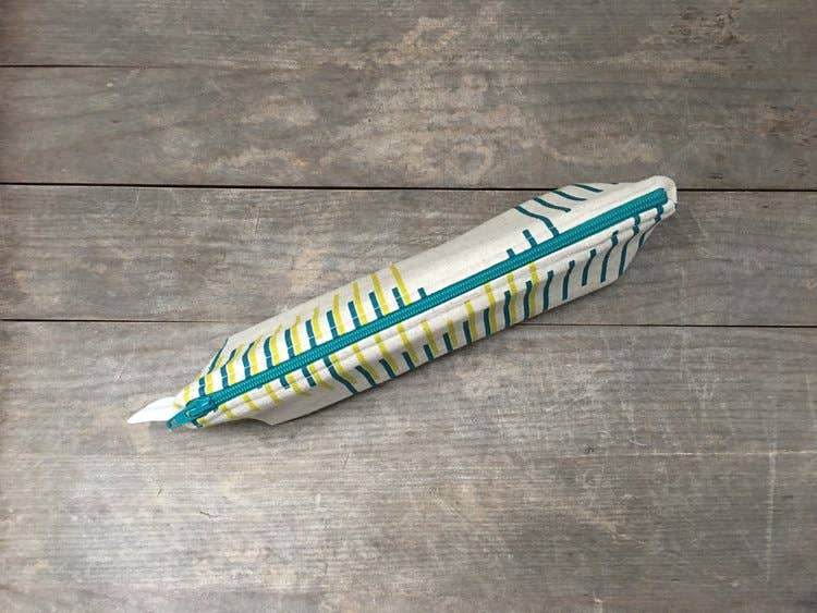Teal & Olive Modern Lines Grant Pencil Case