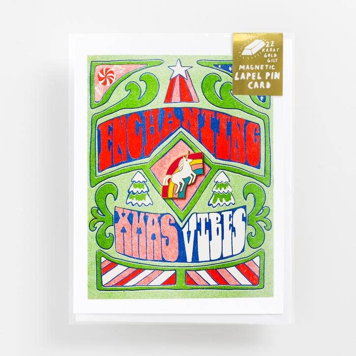 Unicorn Pin and Enchanting Xmas Card