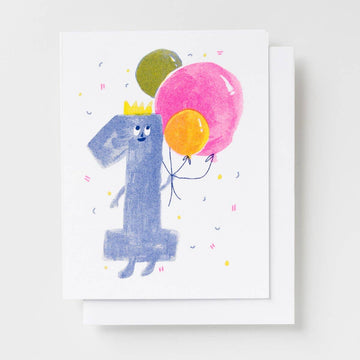 1st Birthday Risograph Card