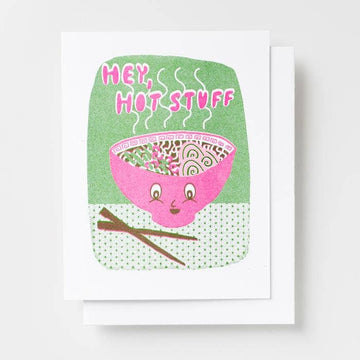 Hey Hot Stuff Ramen Risograph Card