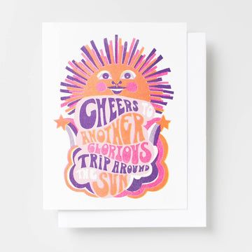 Trip Around The Sun No Rainbow Risograph Card
