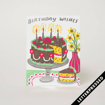 Birthday Cake Wishes Letterpress Card