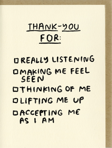 Thank You Checklist letterpress card by People I've Loved