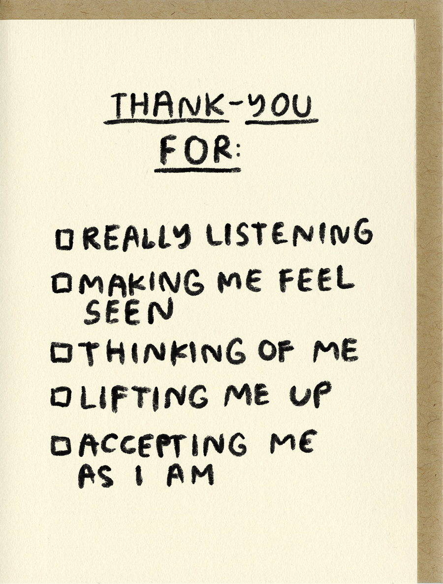 Thank You Checklist letterpress card by People I've Loved