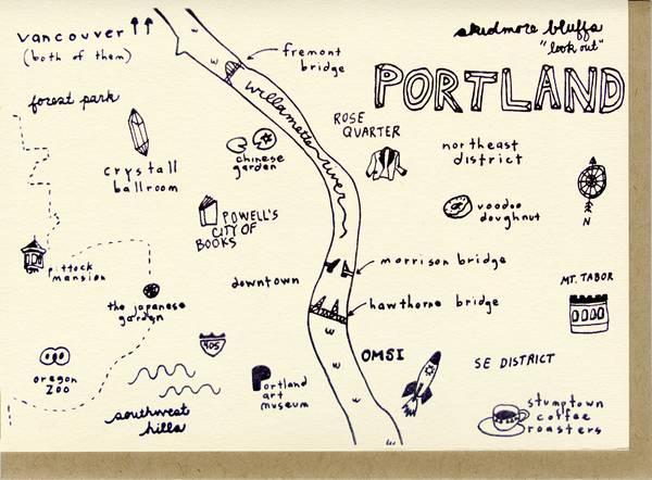 Portland Map Card by People I've Loved – Ruby Press Mercantile